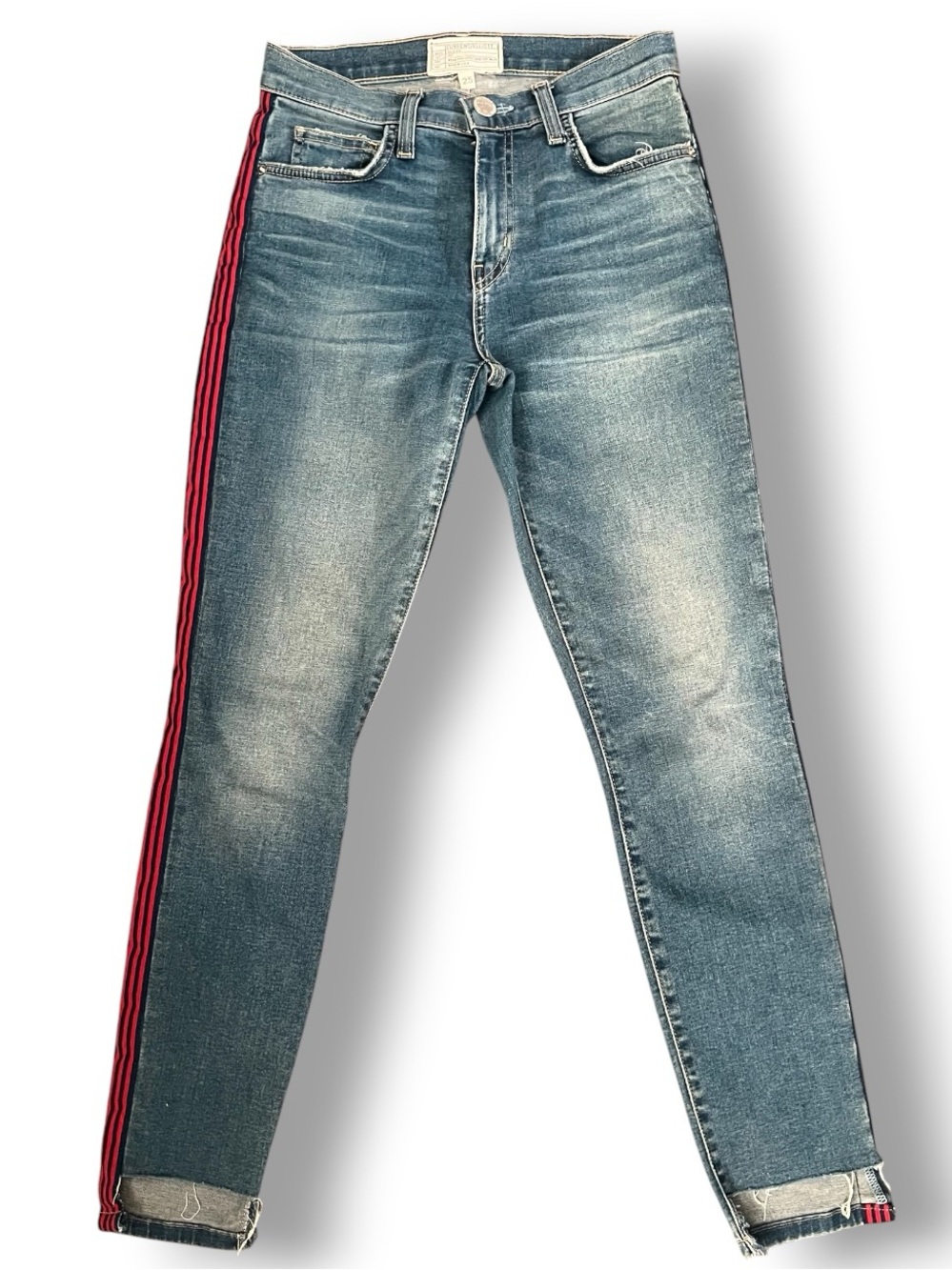 Current/Elliott Blue Skinny Jeans Red Side Stripe